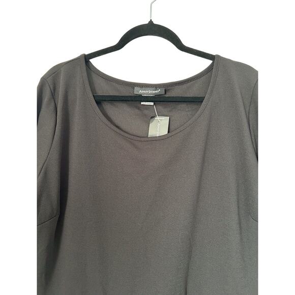 Ashley Stewart Top 22/24 Black Triple Ruffle Peplum Stretch Knit Long Sleeve - Picture 2 of 11